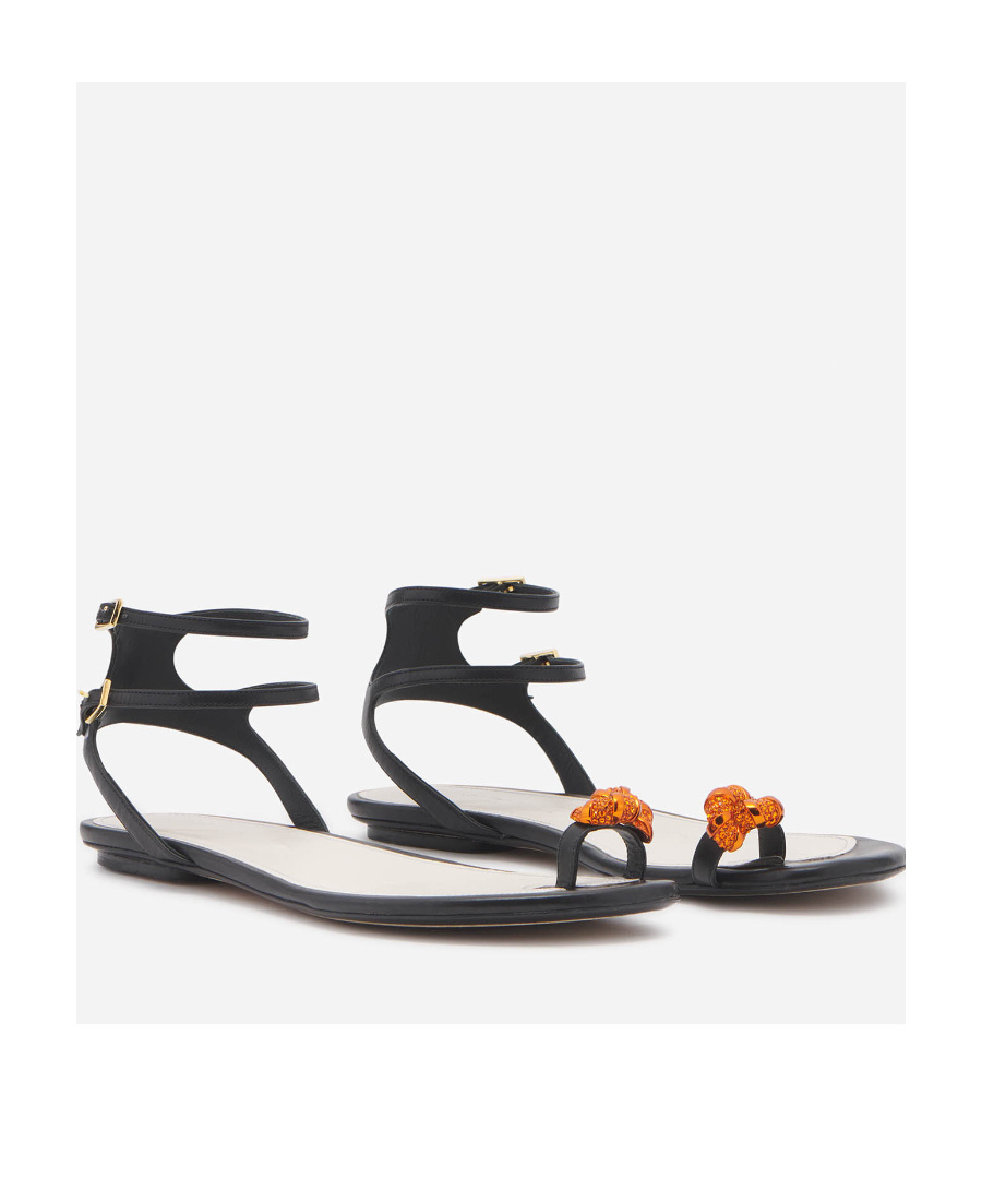 Lanvin Logo Flat Sandals In Black