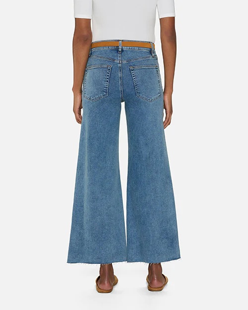 Frame Le Palazzo Crop Wide Leg Jeans In Blue