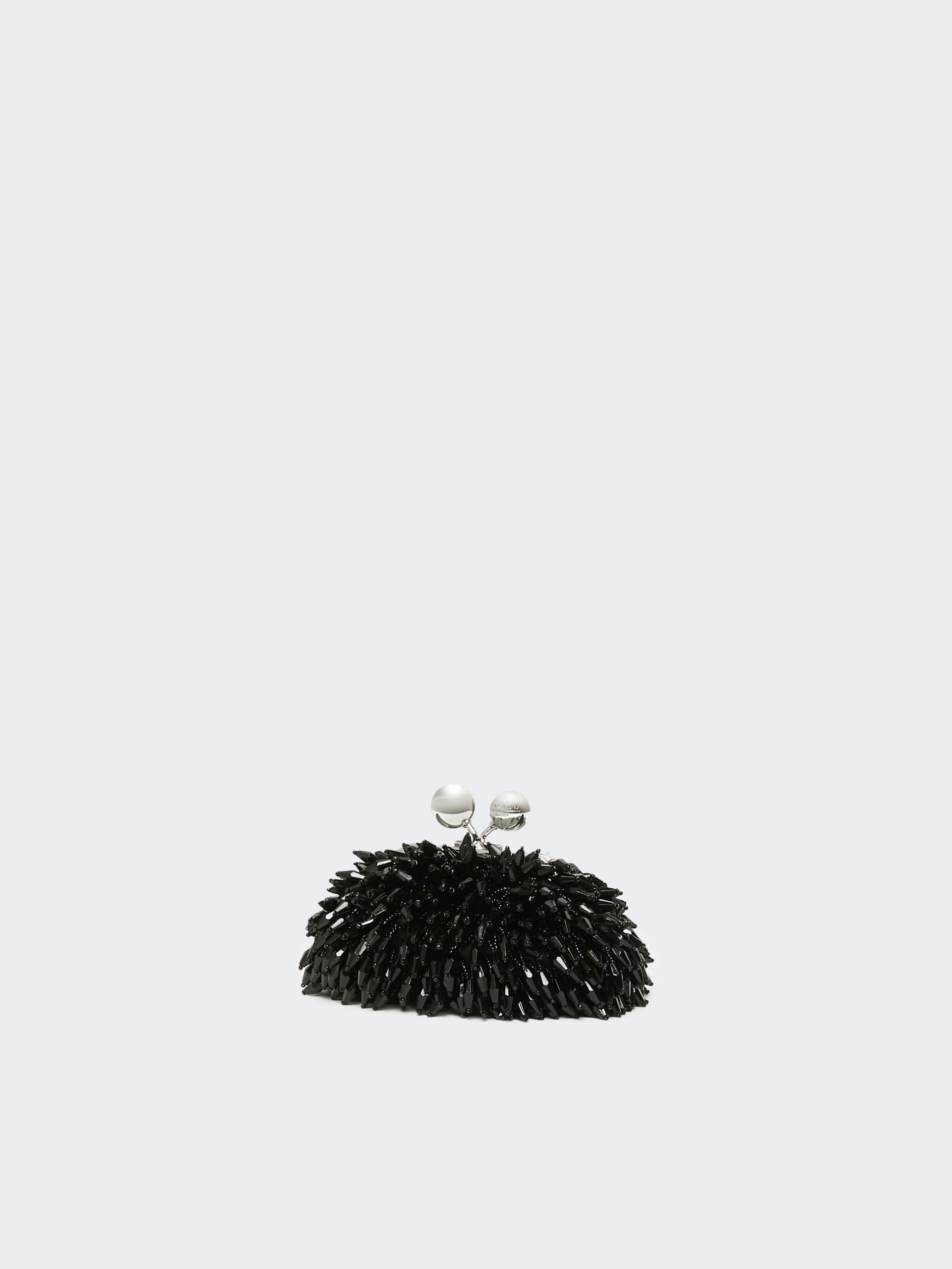 Weekend Max Mara Mini Pasticcino Satin Bag With Rhinestones In Black