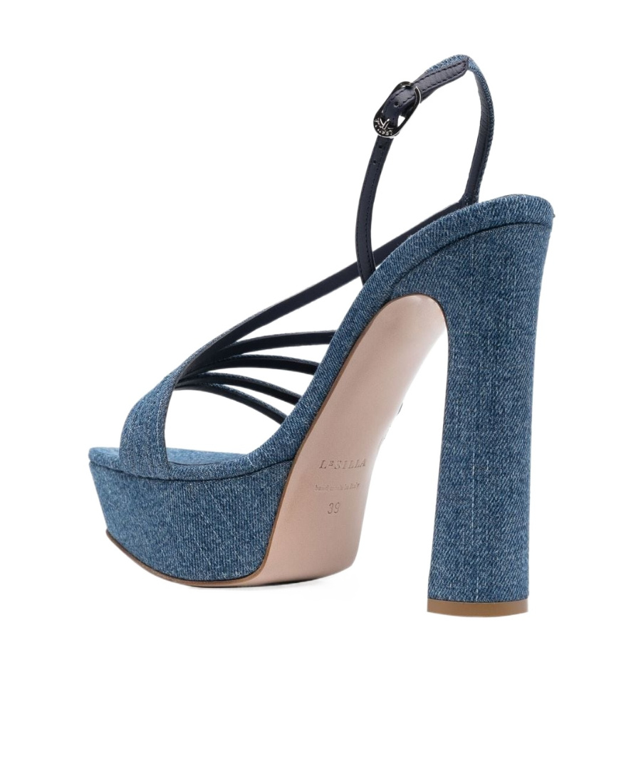 Le Silla Denim Sandals With Thick Soles And High Heels In Blue