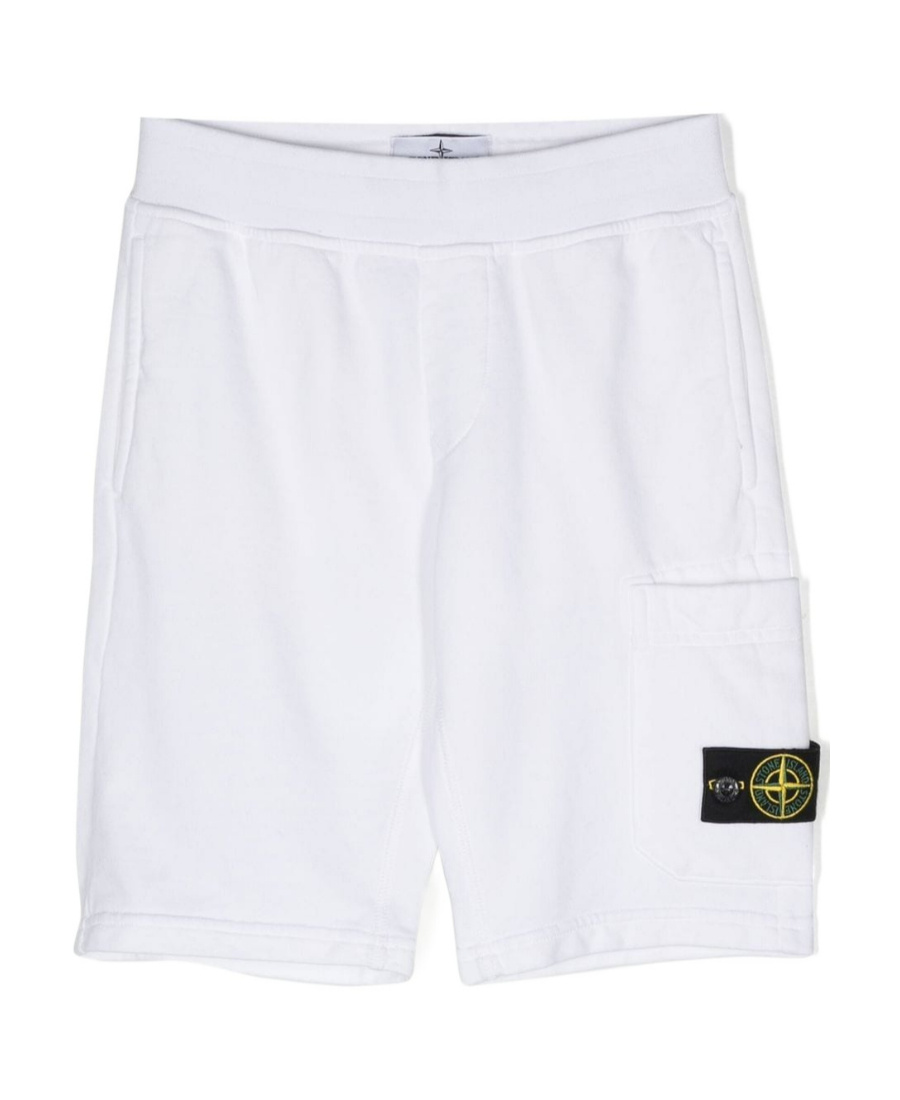 Stone Island White Cotton Shorts In White