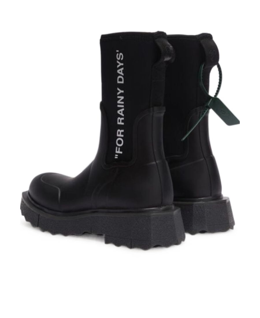OFF-WHITE SPONGE LOGO-PRINT RAIN BOOTS