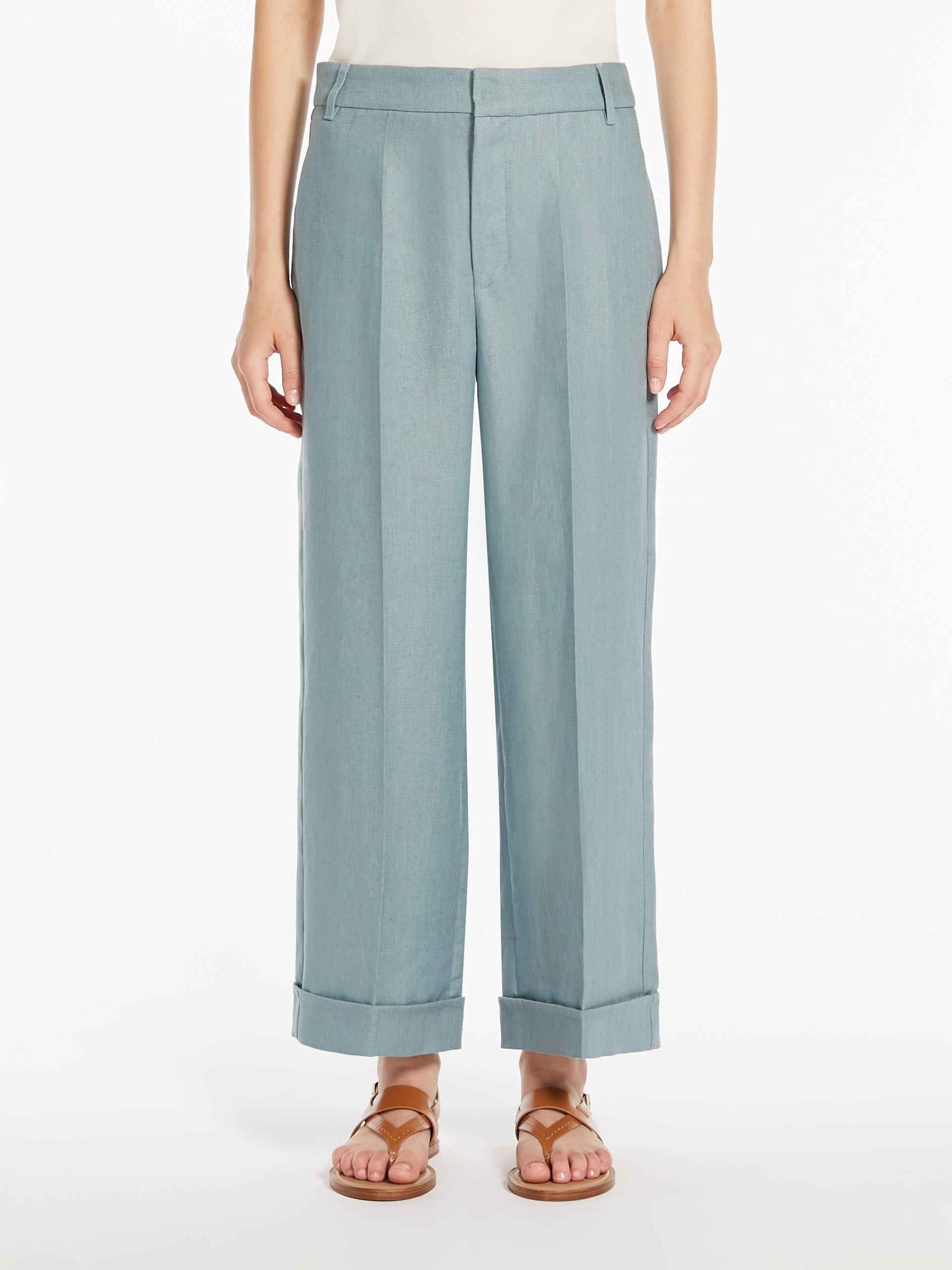 Max Mara Wide-leg Pleated Casual Pants In Gray