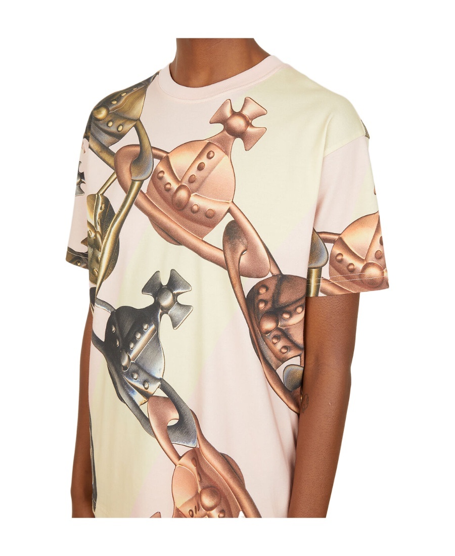 Vivienne Westwood Orb Chain Printed Crewneck T-shirt In Nude