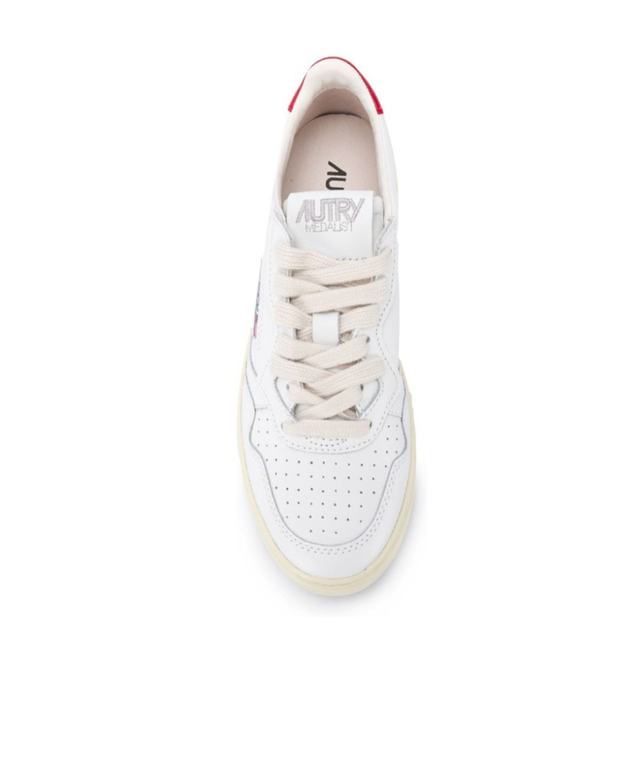 Autry Low Top Leather Sneakers With Perforated Sole In White