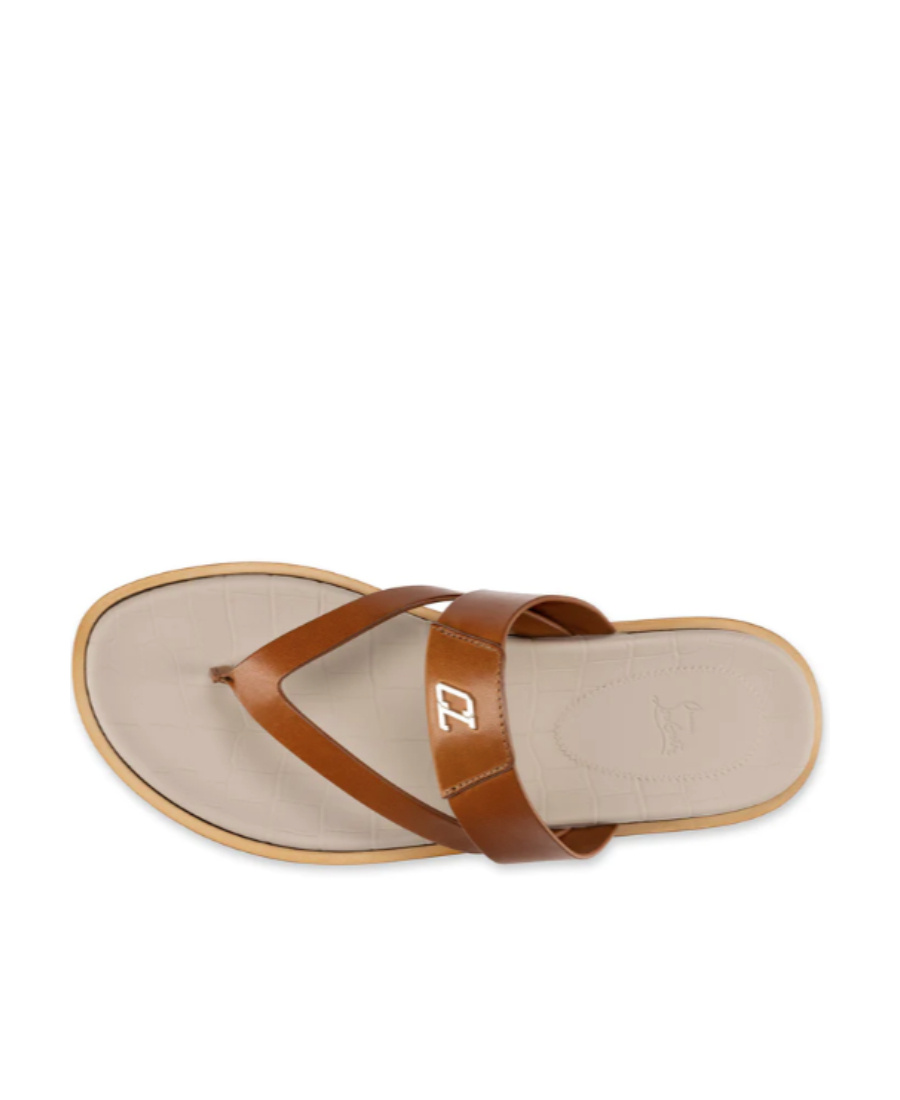 Christian Louboutin Logo Slippers In Brown
