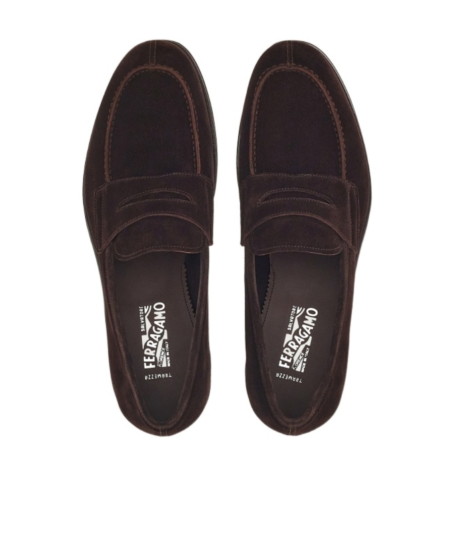 Ferragamo Salvatore  Penny Almond-toe Slip-on Loafers In Black