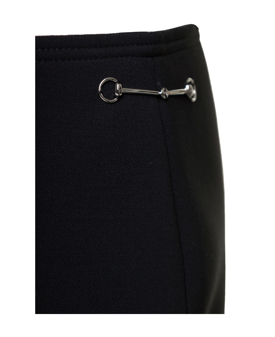 Gucci Midi Black Skirt With Morsetto Details In Wool Blend Woman In Black