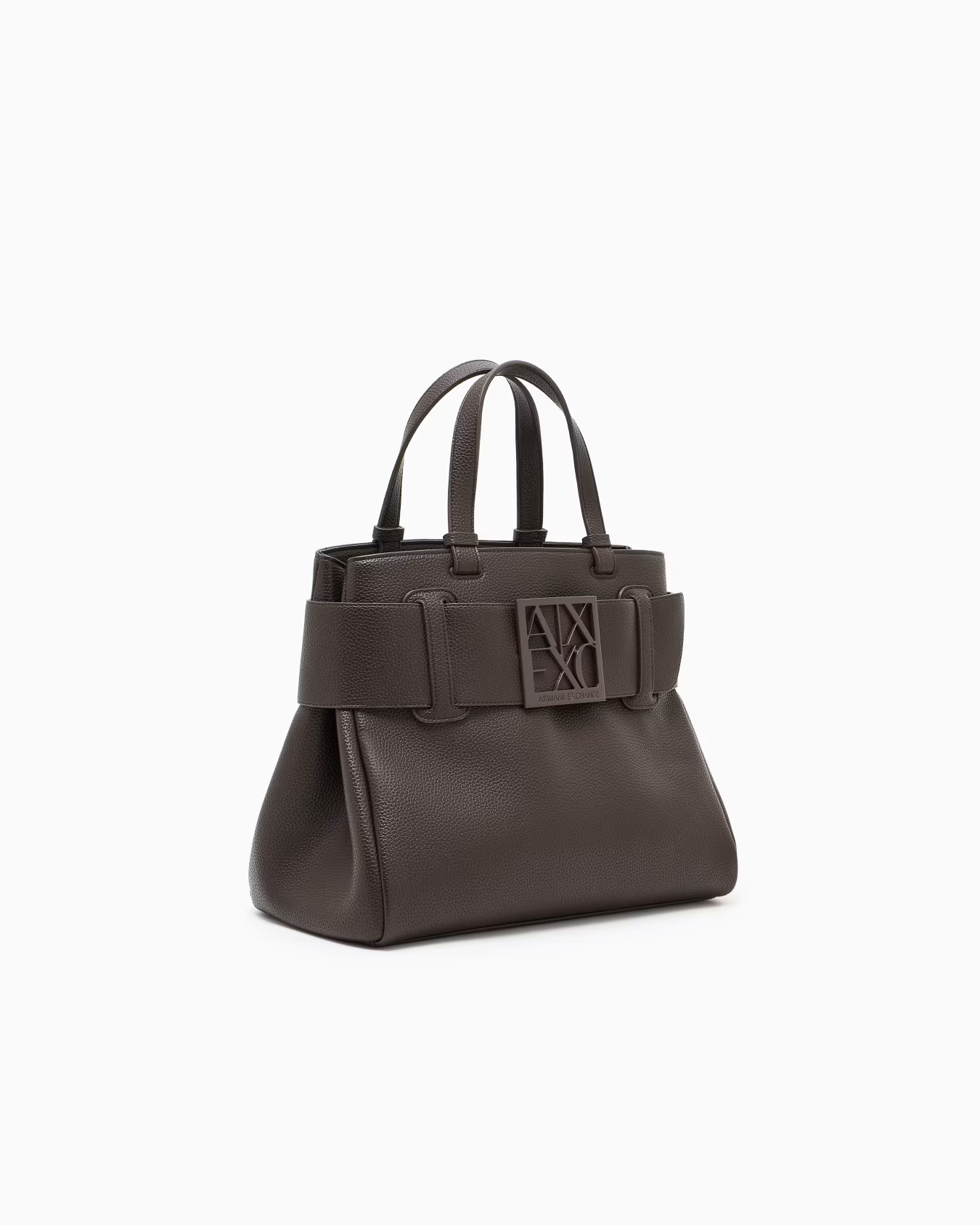 Armani Exchange Buckle-detail Tote Bag In Brown