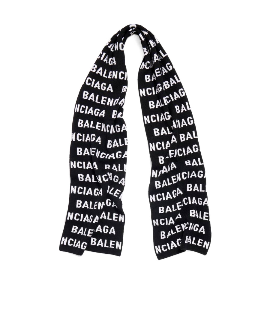 Balenciaga Bal Horizontal Allover Scarf In Black In Black