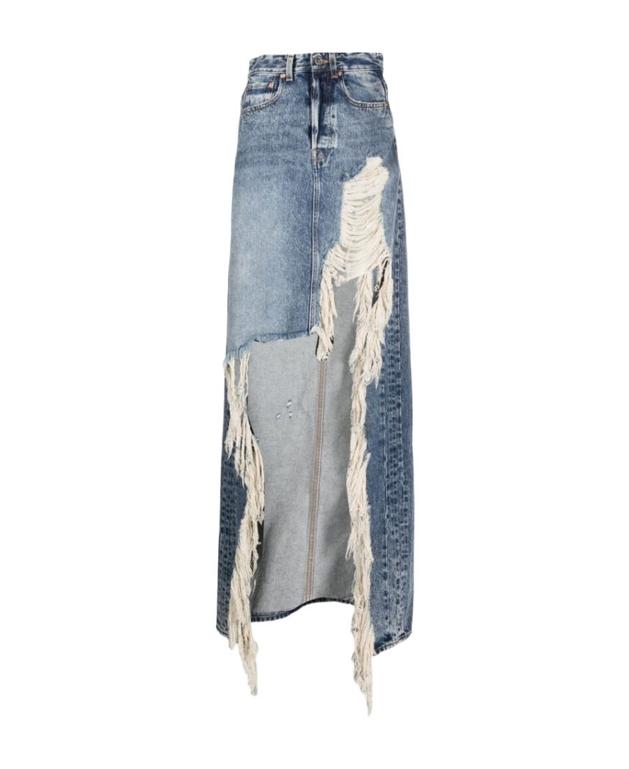 Vetements Logo Denim Skirt In Gray