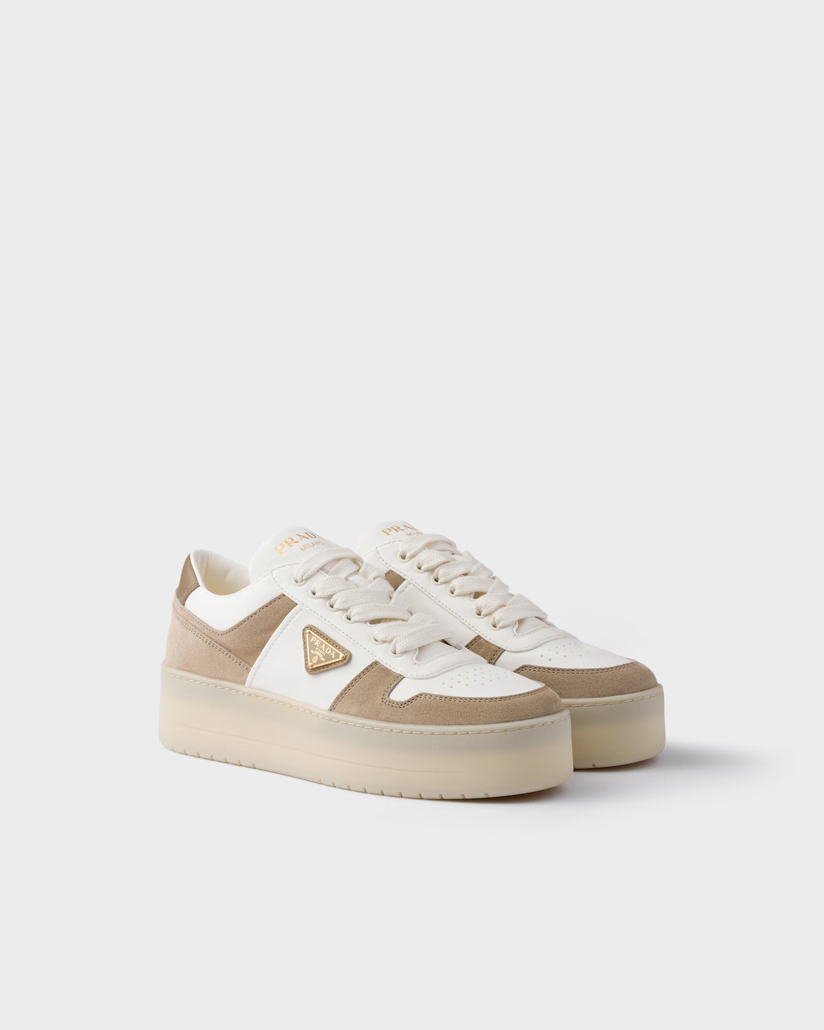 Prada Sneakers Downtown Bold In Napa And Suede Leather In Brown