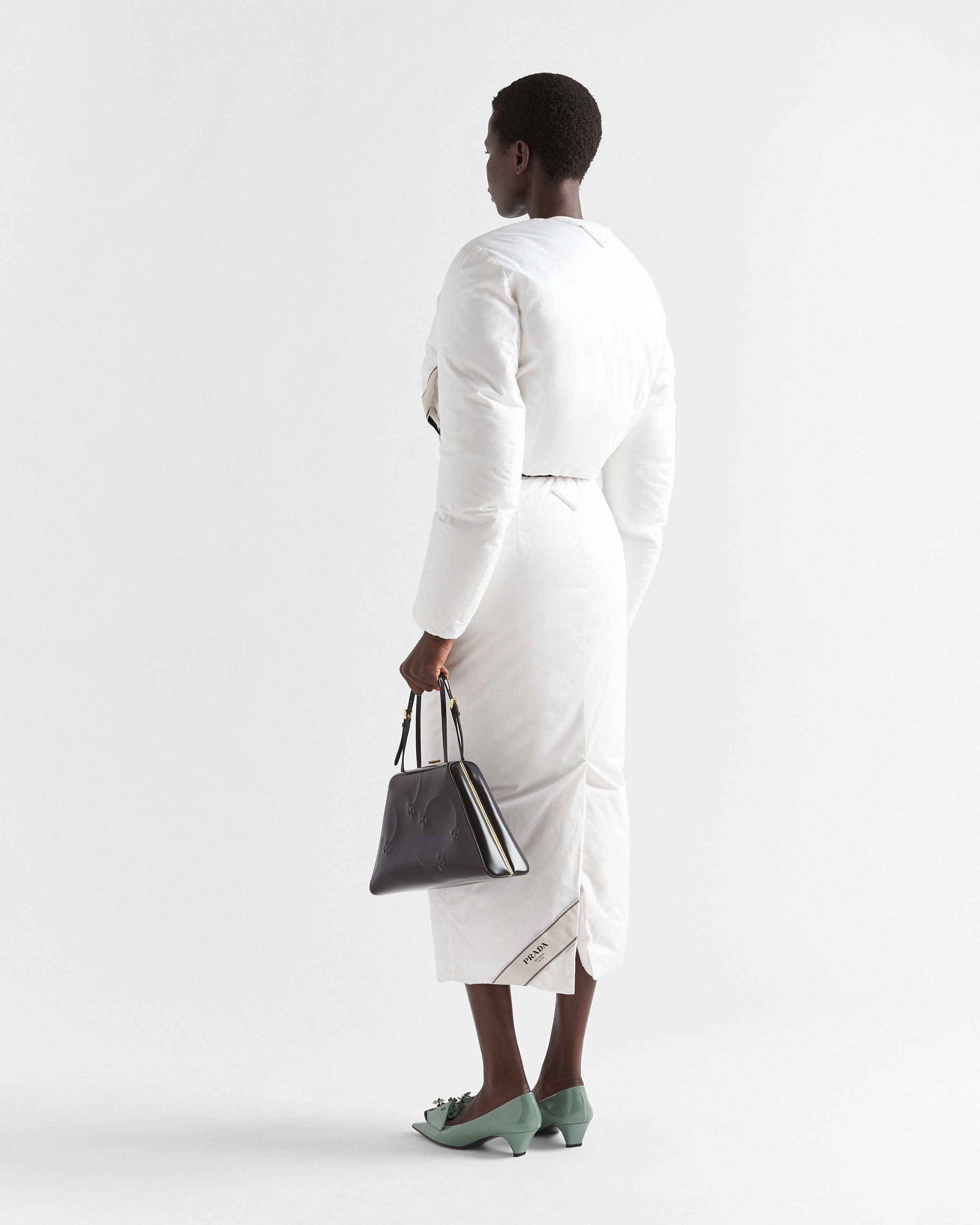 Prada Cropped Padded Jacket In White