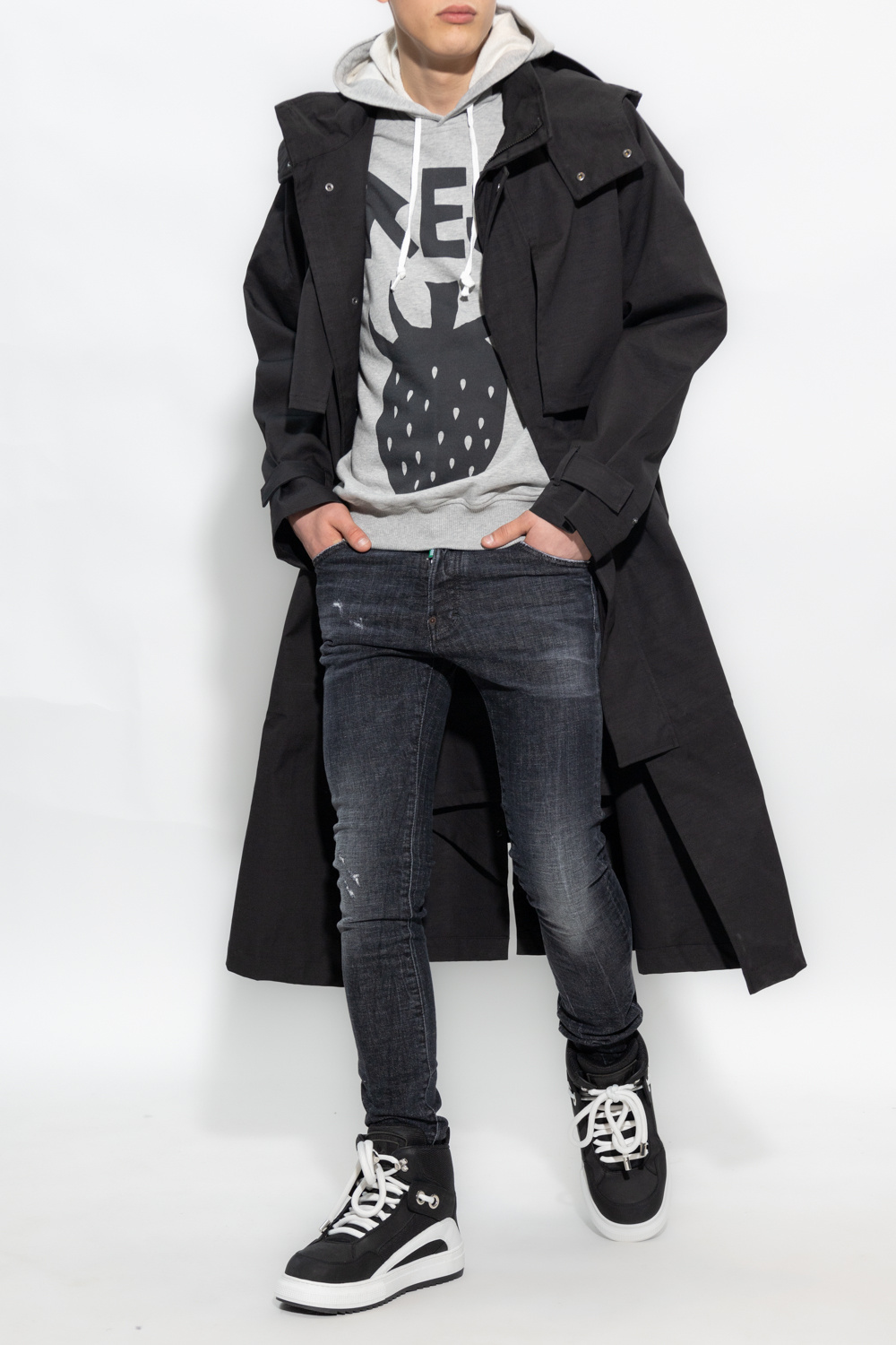 Comme Des Garçons Graphic-print Cotton Hoodie In Gray