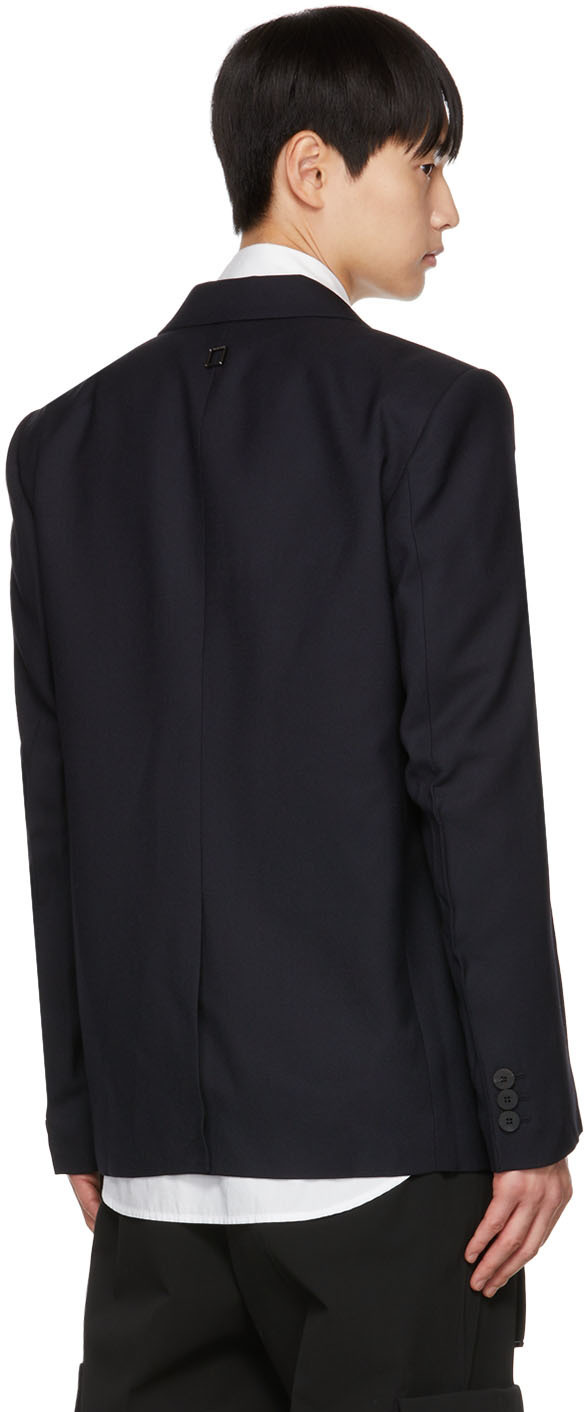 Wooyoungmi Navy Wool Blazer In Black