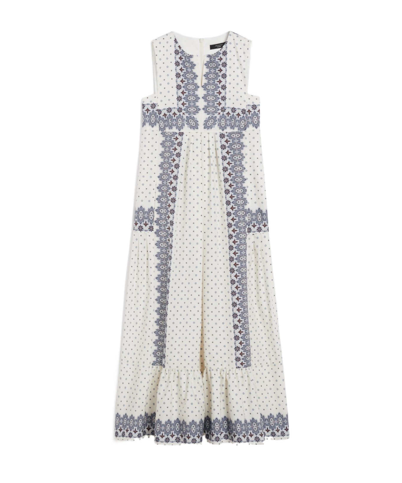 Weekend Max Mara Manila Paisley-print Tiered Midi Dress In White
