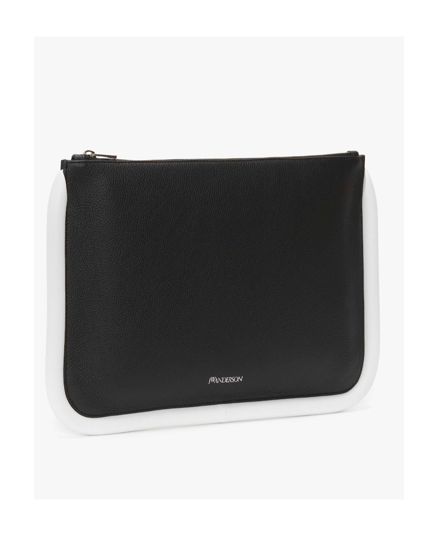Jw Anderson Large Bumper-tube Clutch Contrast Trim In Black