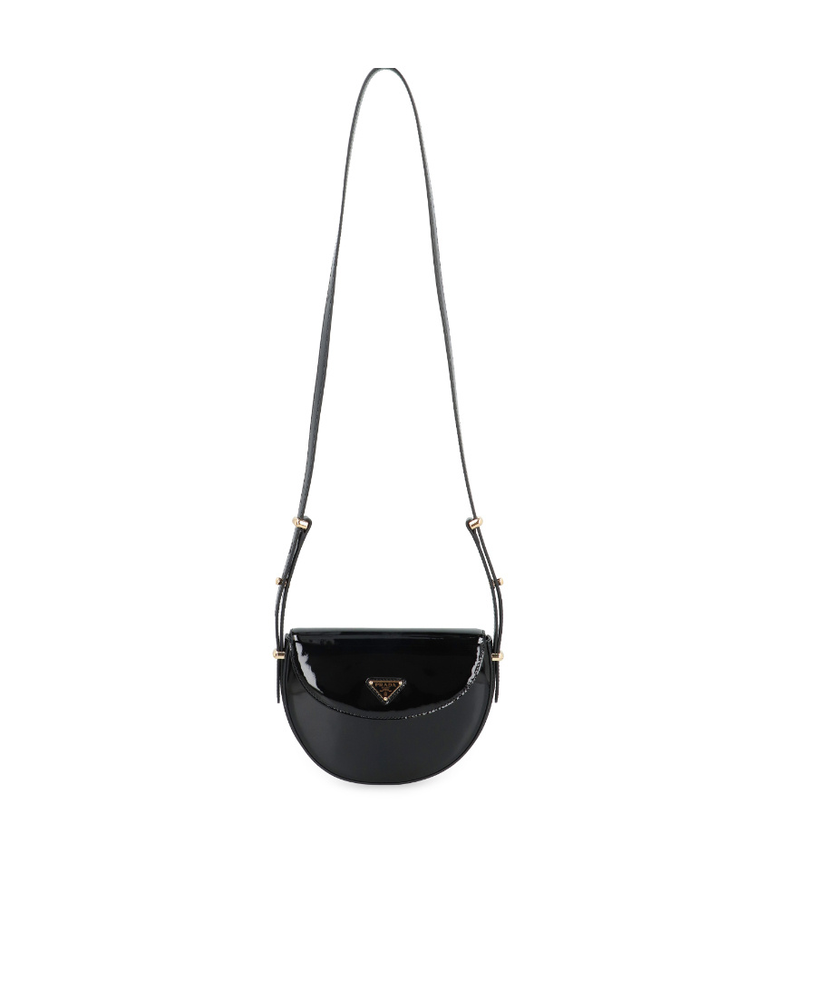 Prada Patent Shoulder Bag In Black