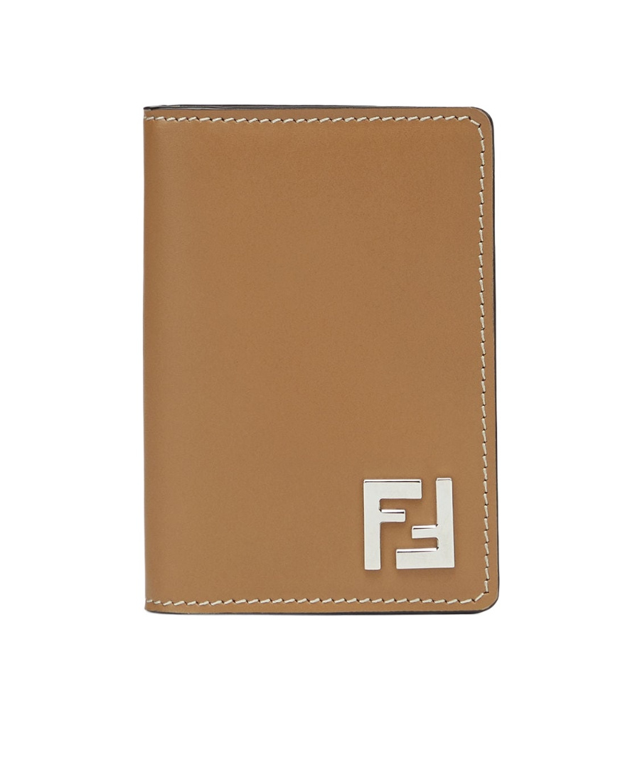 Fendi Ff Logo-plaque Faux-leather Cardholder In Brown