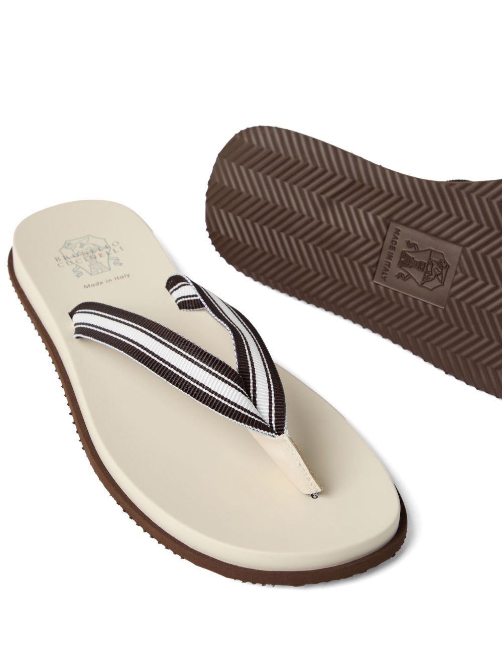 Brunello Cucinelli Open Toe Slip-on Slides In Neutral