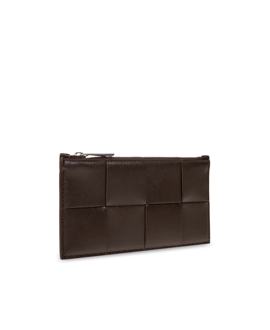 Bottega Veneta Intrecciato Zipped Card Holder In Black