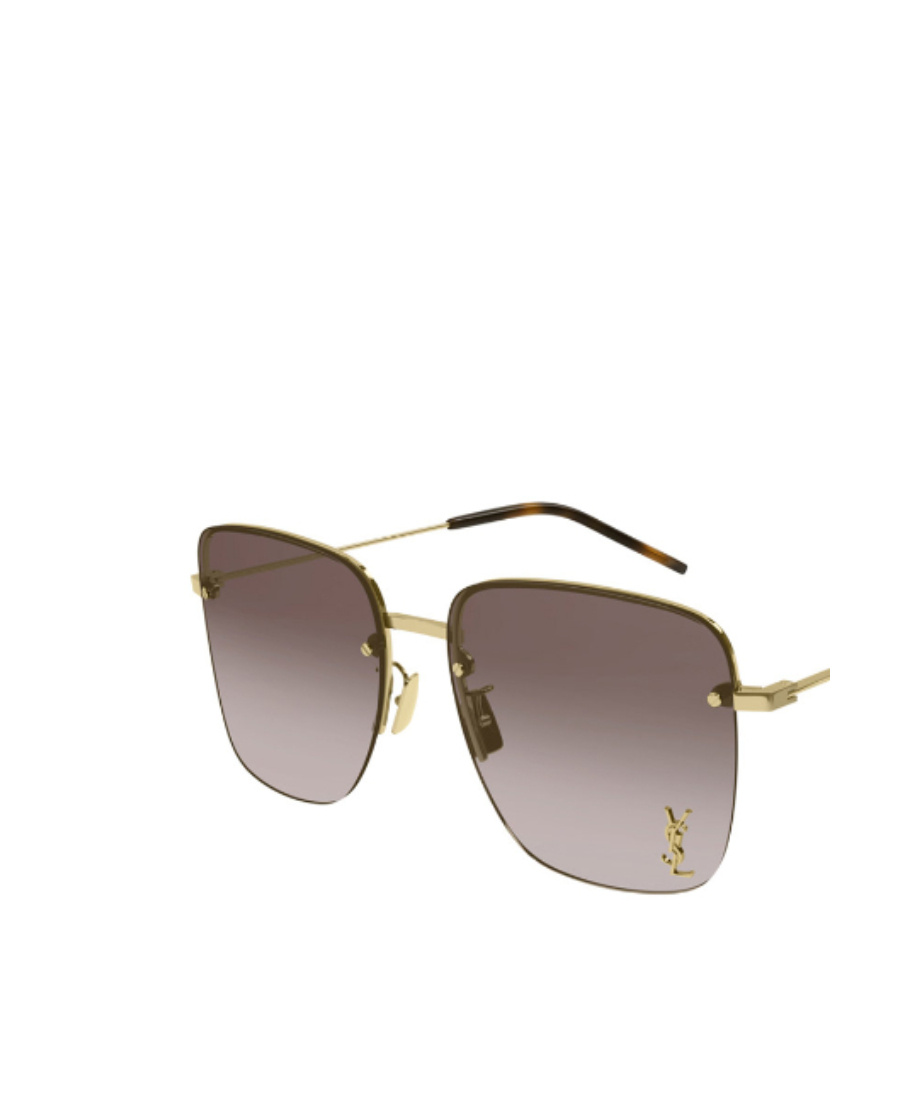 Saint Laurent Logo Sunglasses In Gray