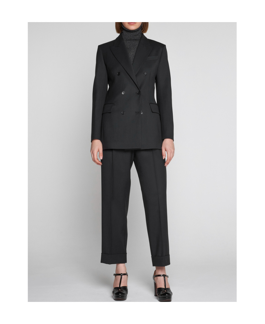 P.a.r.o.s.h Blue Pants With Wide Leg And Elastic Rear Waist In Tech Fabric Woman In Black