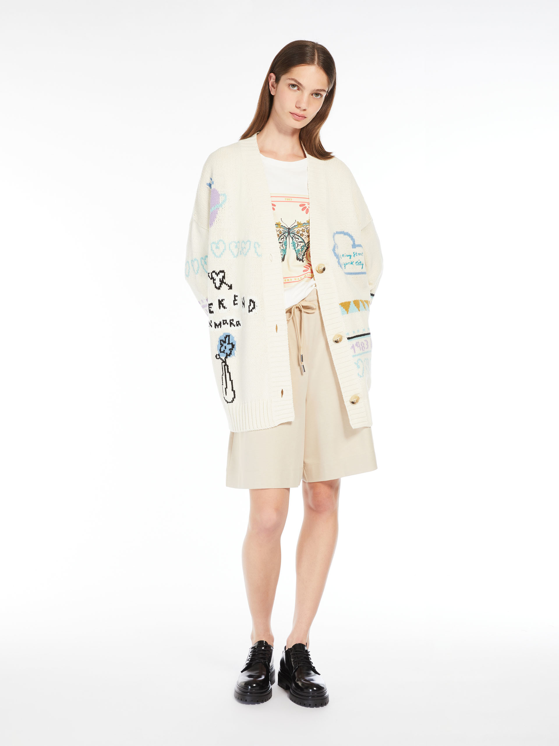 Weekend Max Mara Long-sleeved Cardigan In White