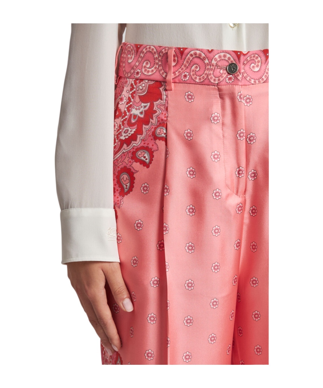 Etro Paisley-print Silk Trousers In Pink