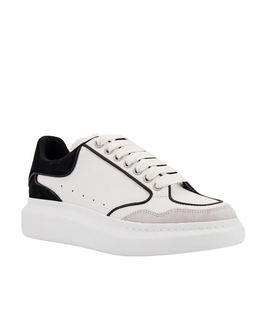 Alexander Mcqueen White Black Oversized Leather Sneakers In White