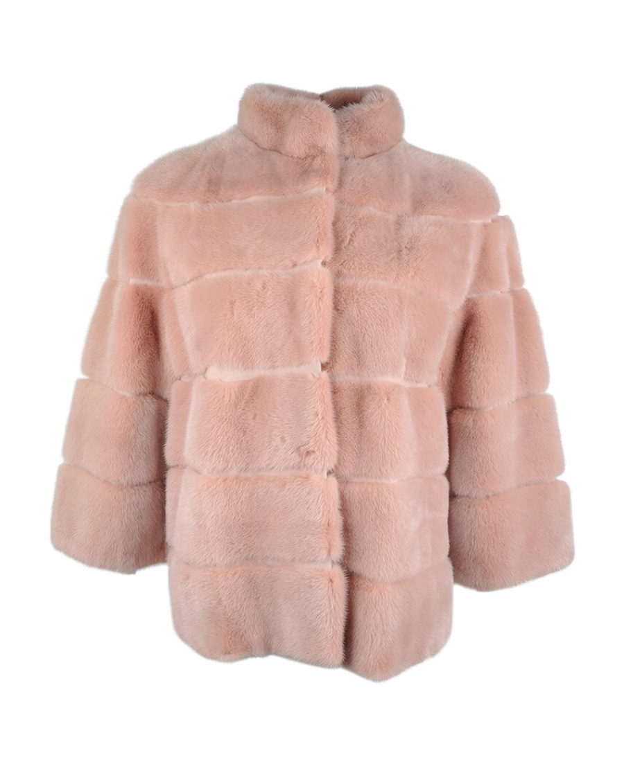 Frame Small Standing Collar Design Fur In Pink