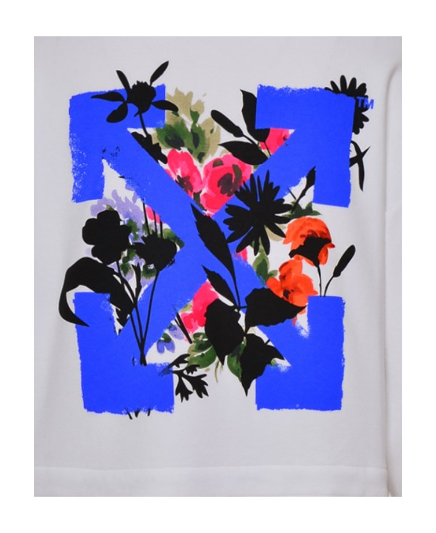 Off-white Floral Arrows T-shirt Dress In White