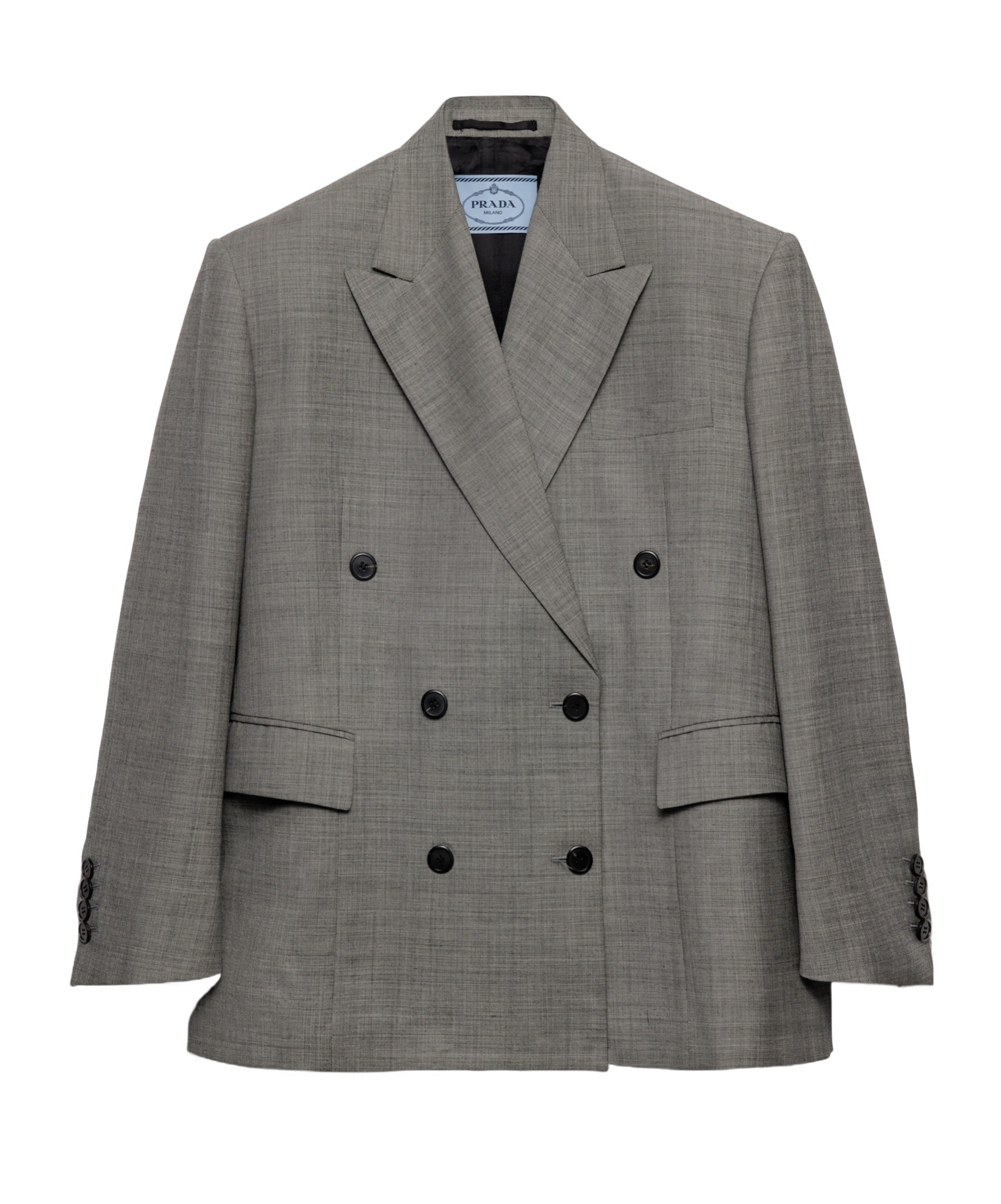 Prada Double-breasted Wool Jacket In Gray