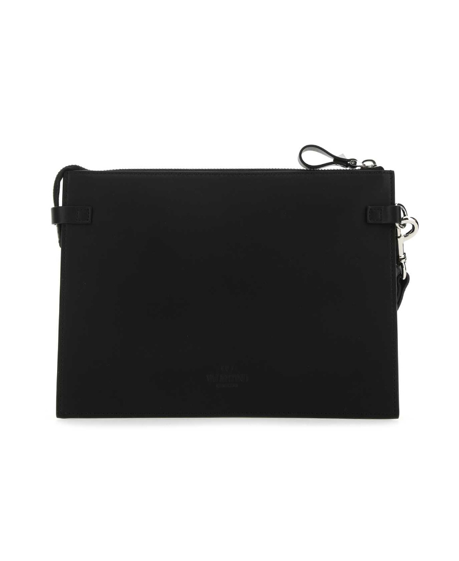 Valentino Vltn Leather Clutch Bag In Black
