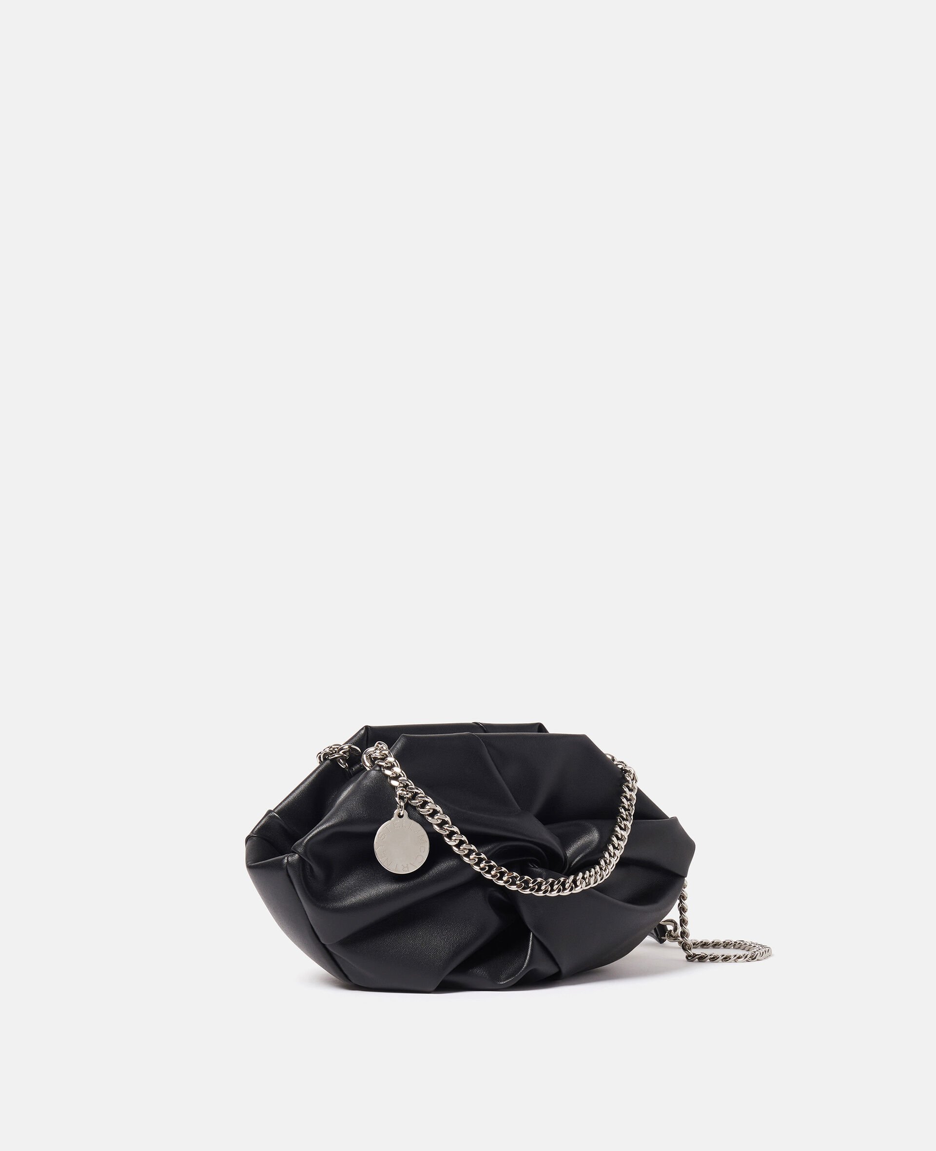 Stella Mccartney Twist Detailed Chain-linked Shoulder Bag In Black