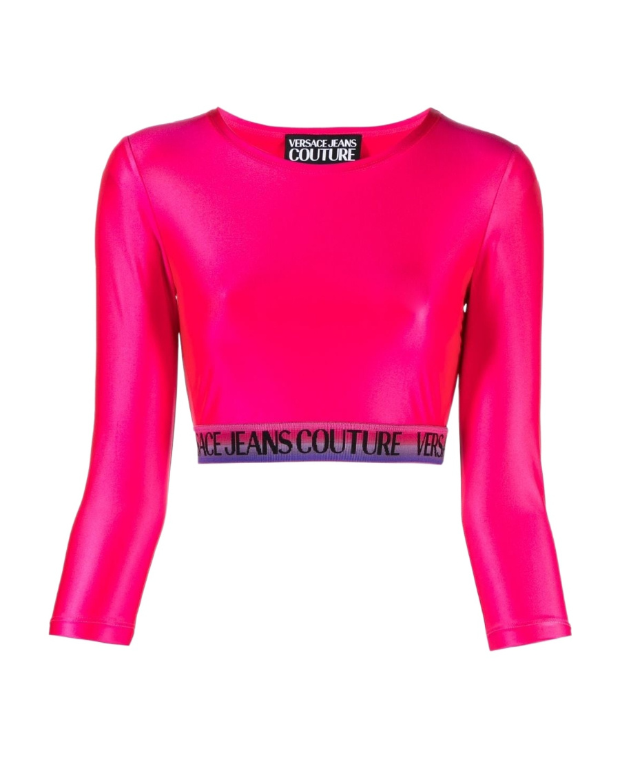 Versace Jeans Logo Crop Top In Pink