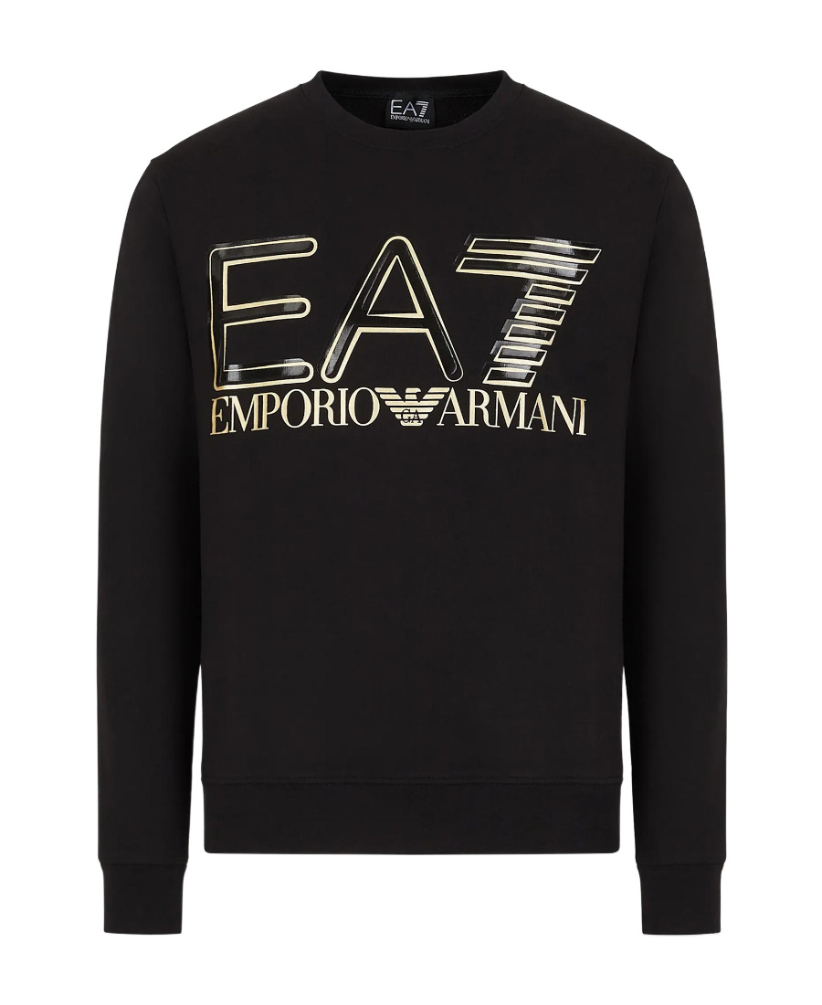 Ea7 Round-necked Logo Sweater In Black