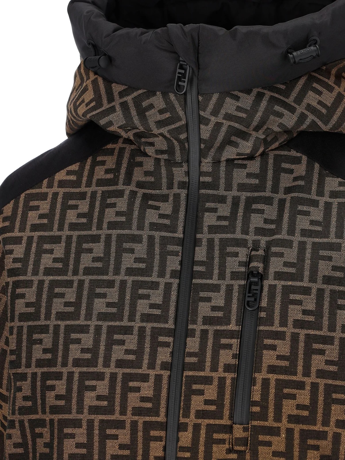 Fendi Ff-jacquard Canvas Ski Jacket In Black