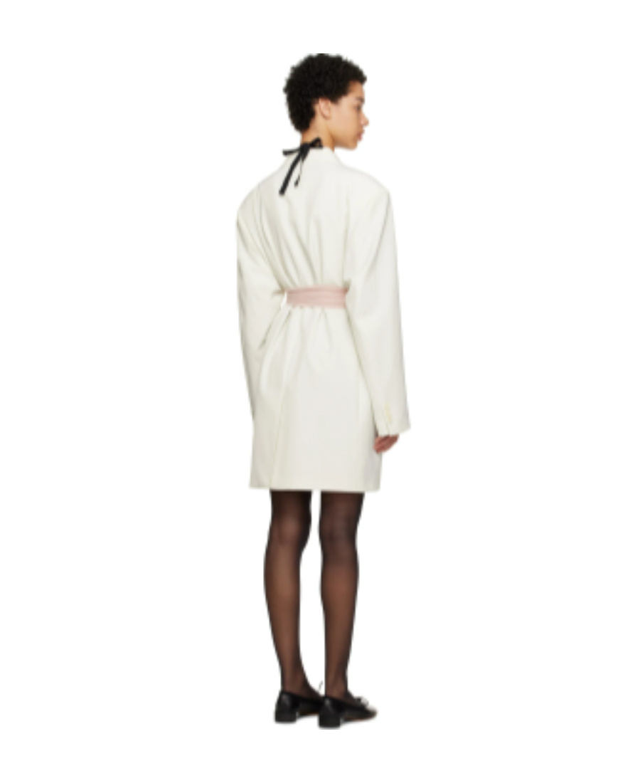 Mm6 Maison Margiela Twill Button Coat In White