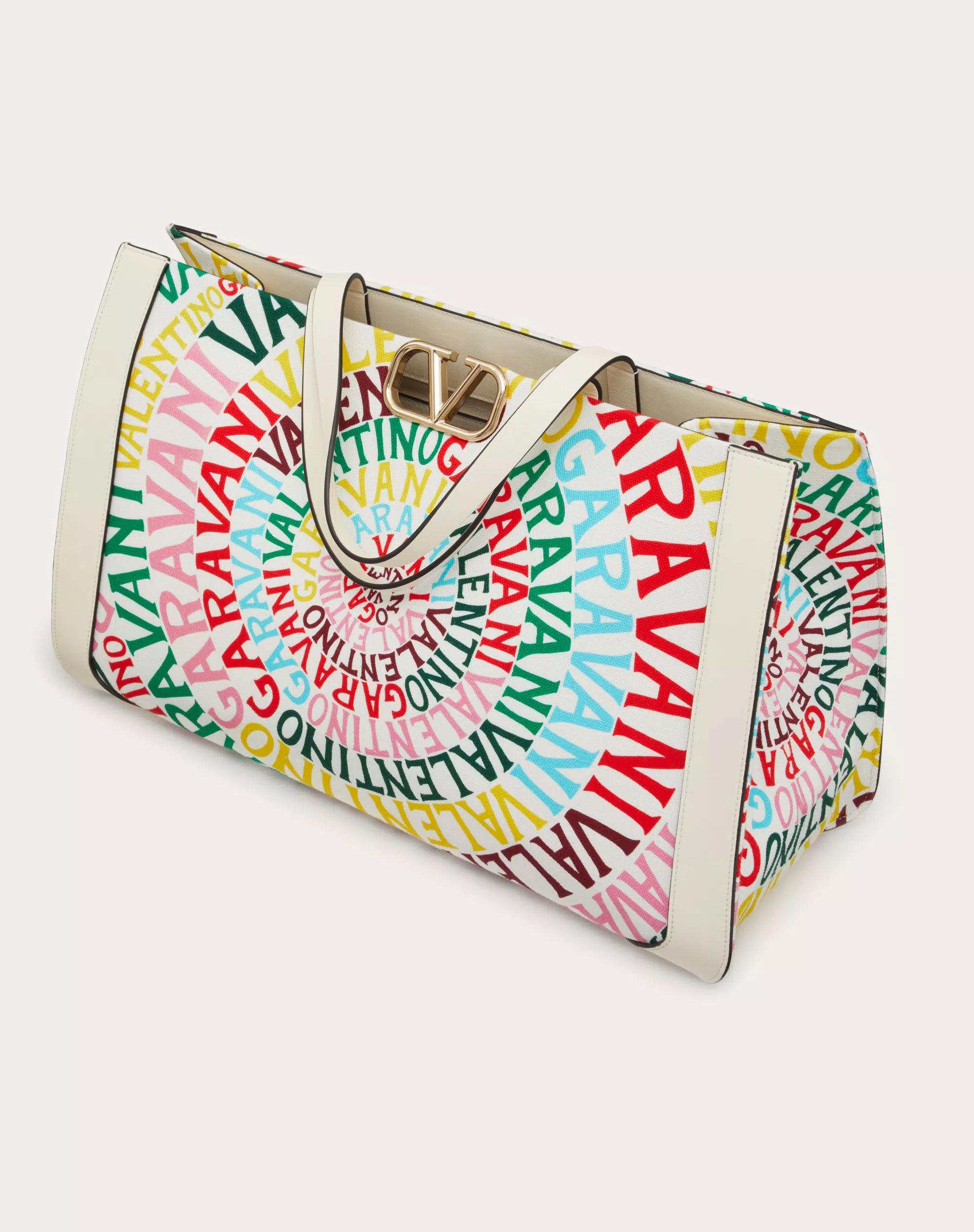 Valentino Collision Pattern Handbag In White
