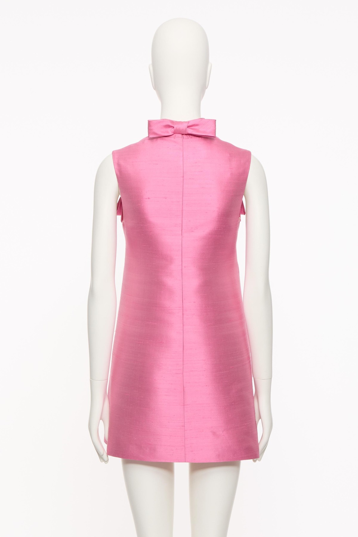 Valentino Garavani Bow Detail Shantung Silk Minidress In Pink