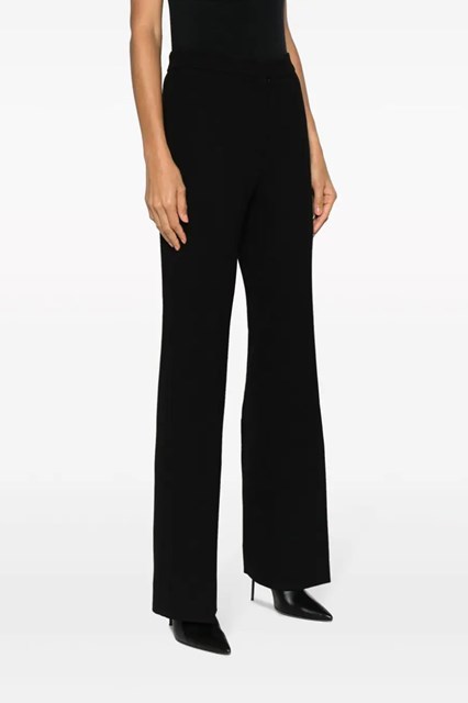 Moschino Wide-leg Wool Blend Crepe Pants With Central Pleat In Black