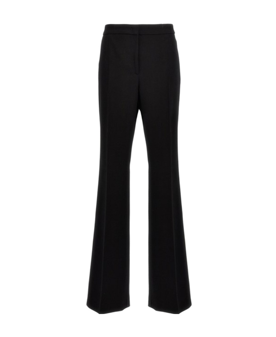 Moschino Wide-leg Wool Blend Crepe Pants With Central Pleat In Black