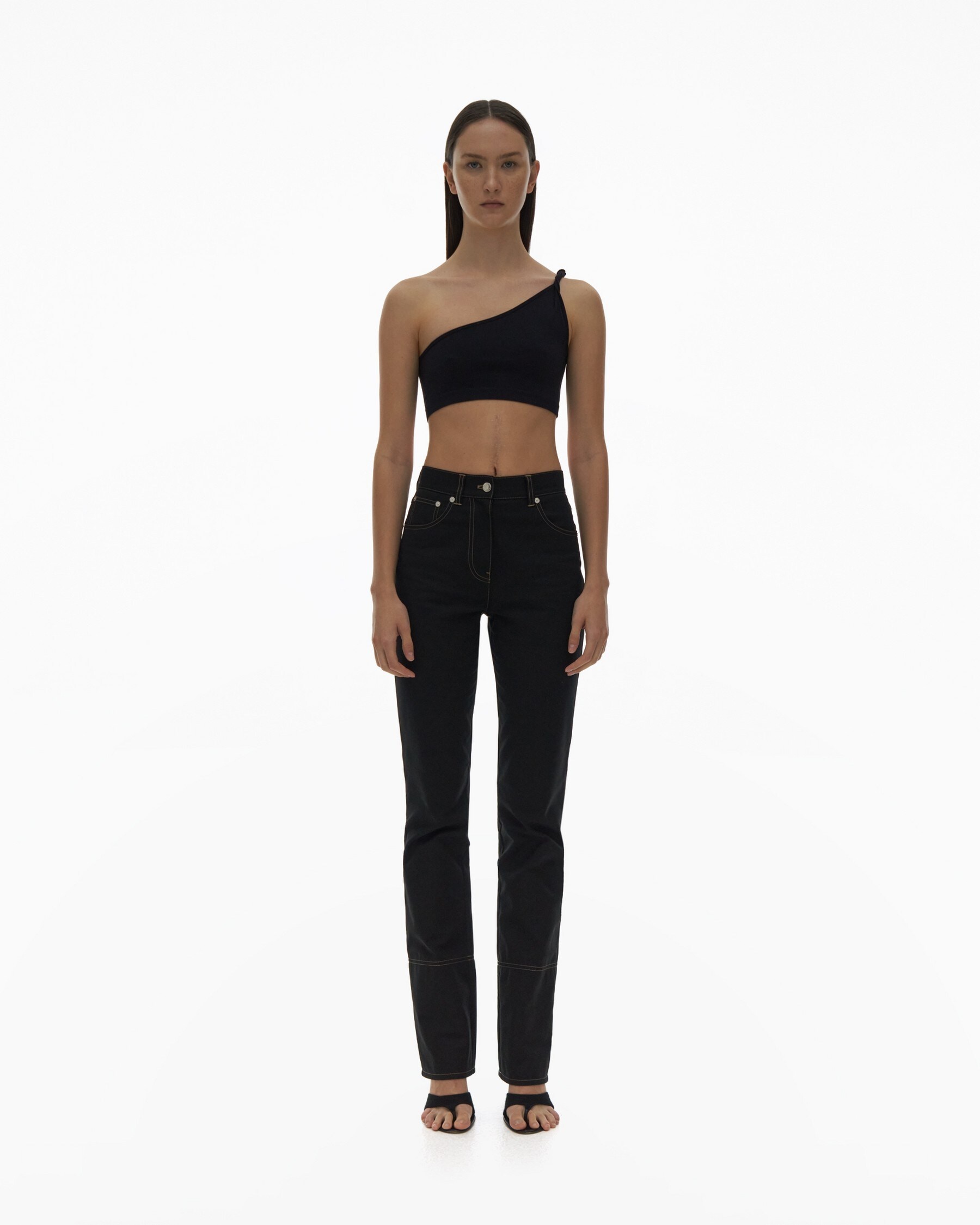 Helmut Lang Asymmetric One-shoulder Top In Black