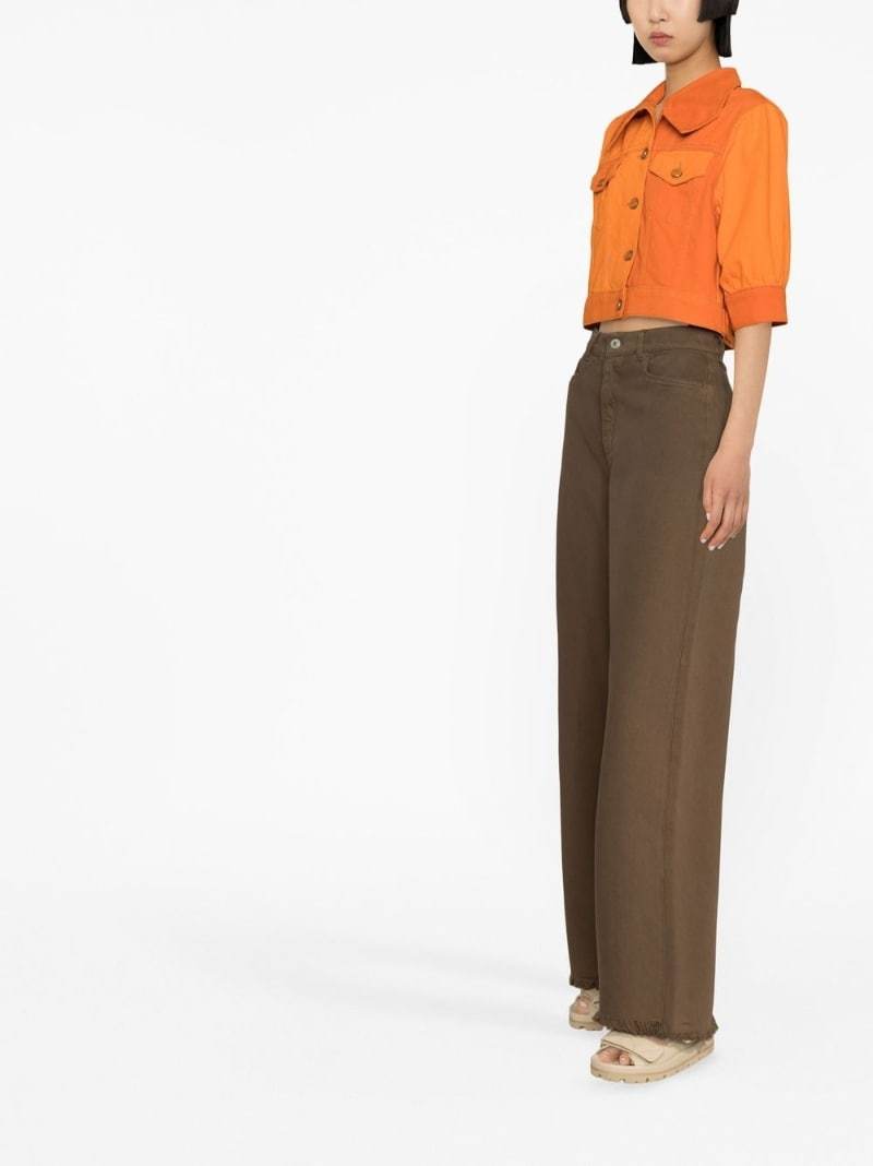 Ganni Cropped Short-sleeve Jacket In Orange