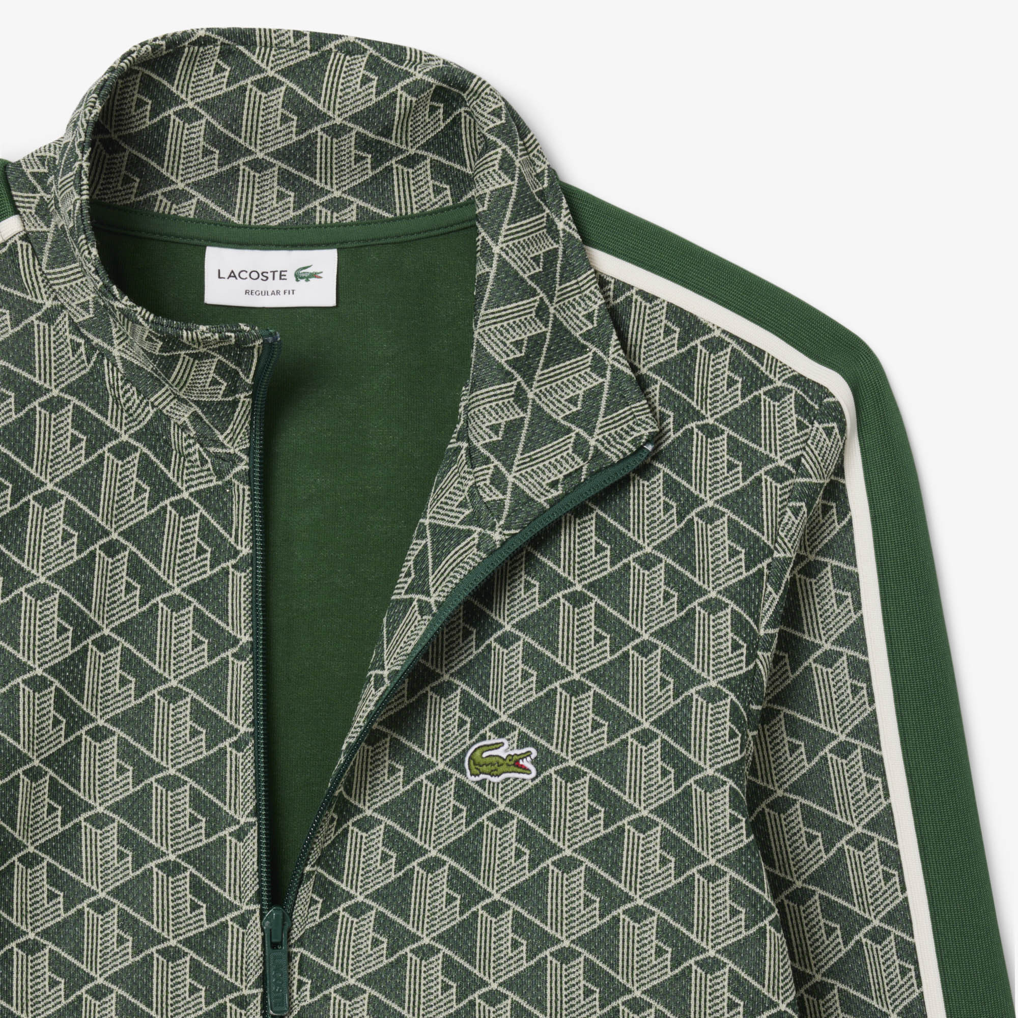 Lacoste Paris Jacquard Zip-up Track Jacket In Green