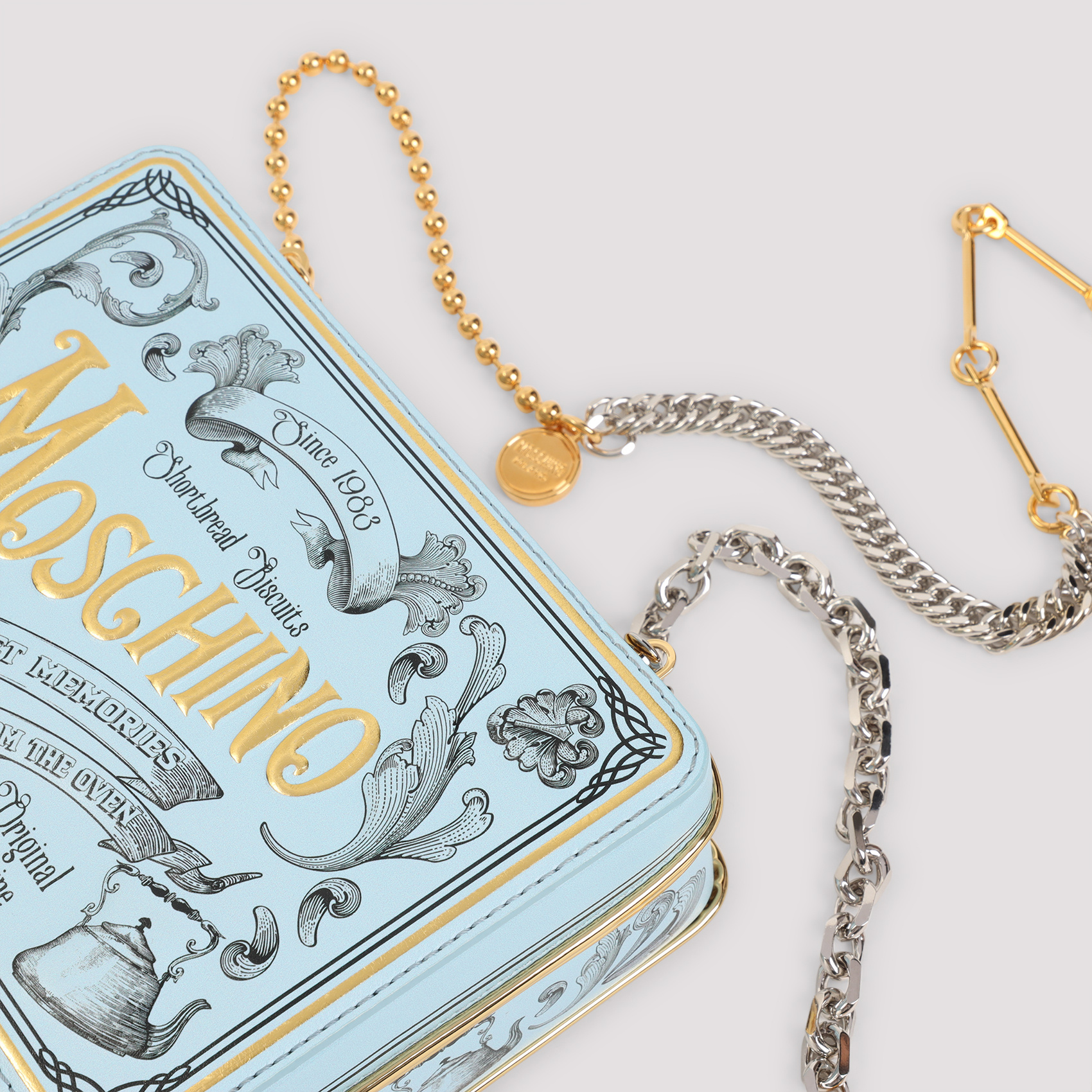 Moschino Square Shape Chain Shoulder Bag In Blue