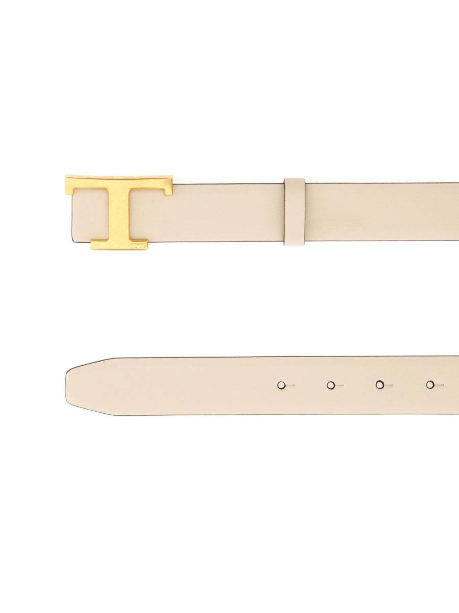 Tod's Belt Adjustable Length Gold-tone Buckle In Neutral