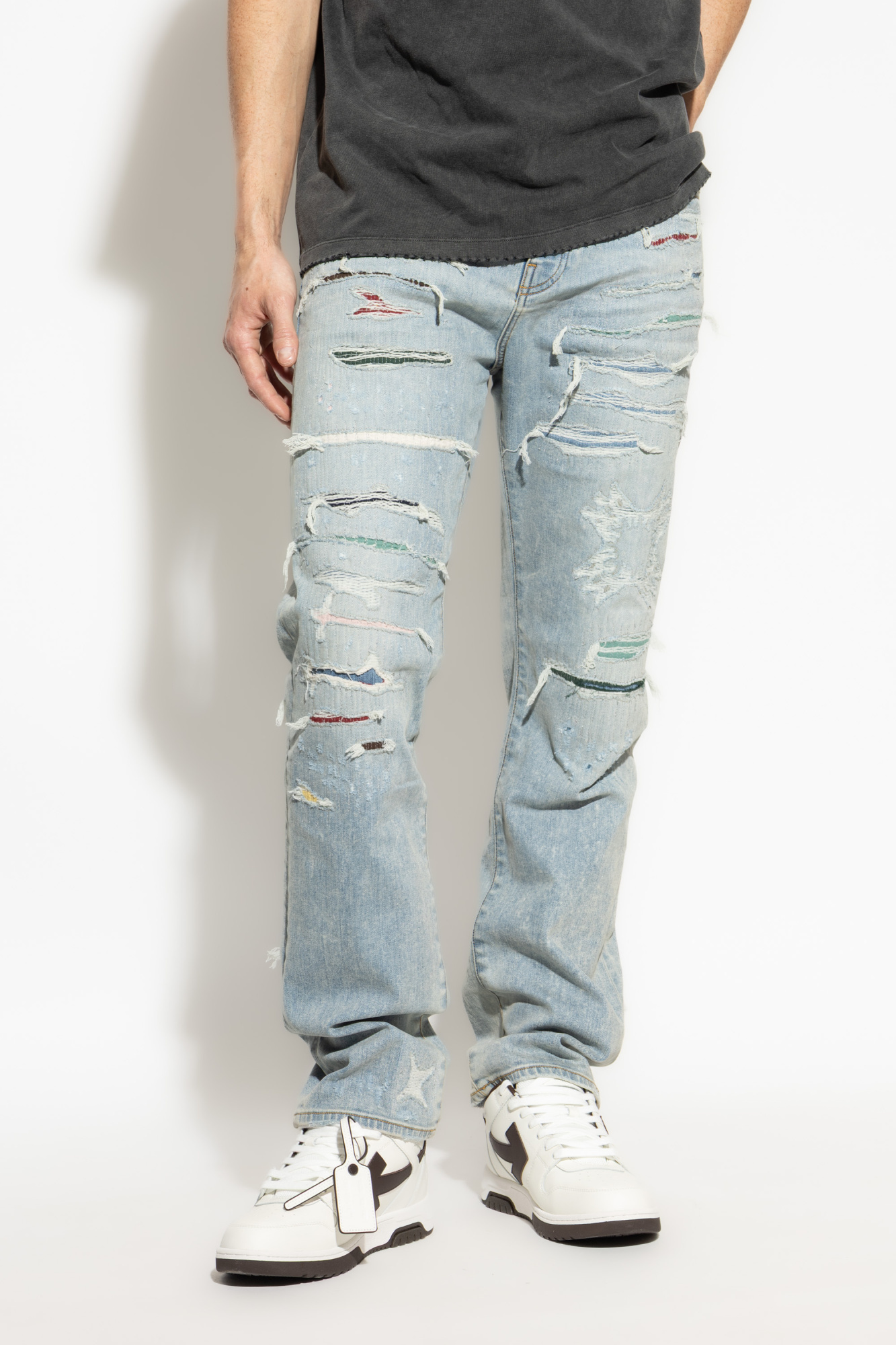 Amiri Ma Quad Repaired Jeans In Green
