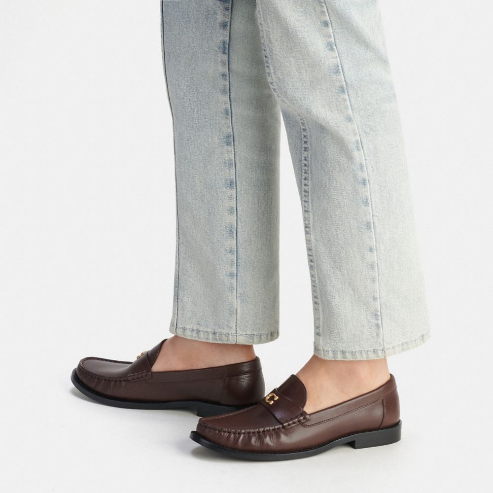 Shop Coach Jolene Leather Loafers In Red